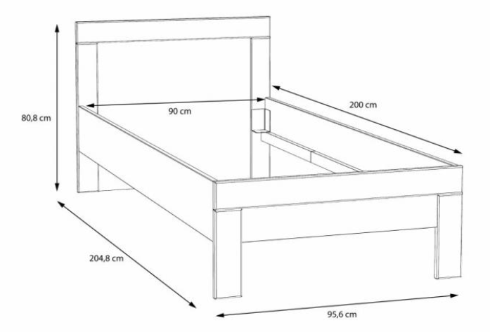 Кровать односпальная PL- Forte SNOW SNWL09