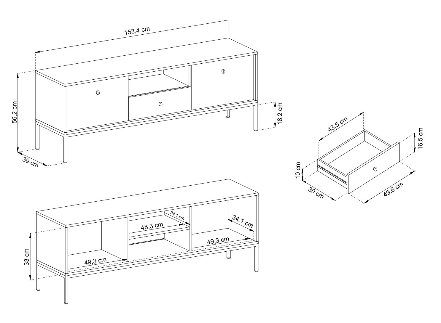 Тумба под TV Perfect Home Моно/Mono 2-дверная с 1 ящ., черные ножки MRTV154 Беж песочный