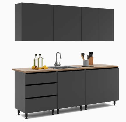 Кухня EMB- Asti (Асти) 2 метра Графит