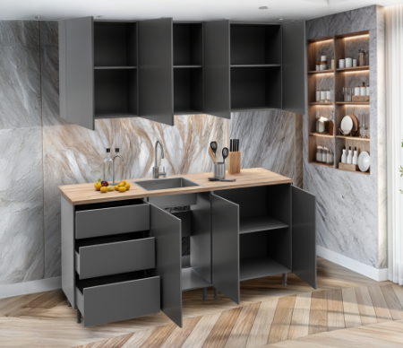 Кухня EMB- Asti (Асти) 2 метра Графит