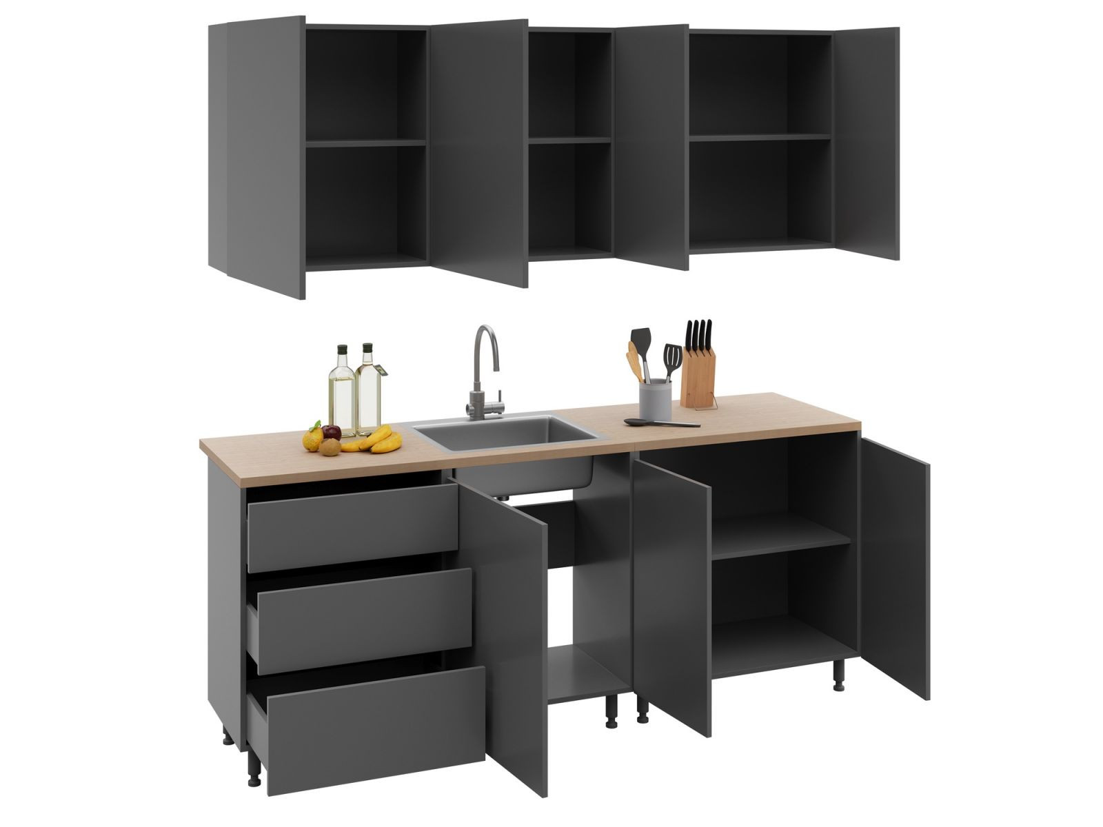 Кухня EMB- Asti (Асти) 2 метра Графит