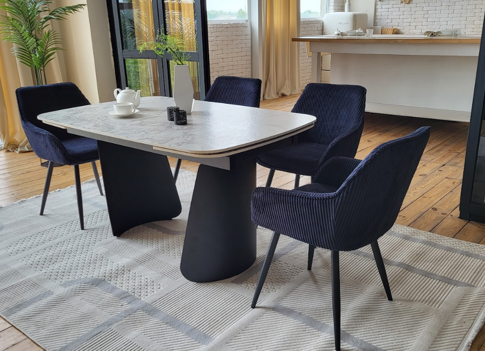 Стол обеденный модерн VTR- ТМL-1270 (Нардо) 140-200х90 клауди грей + черный