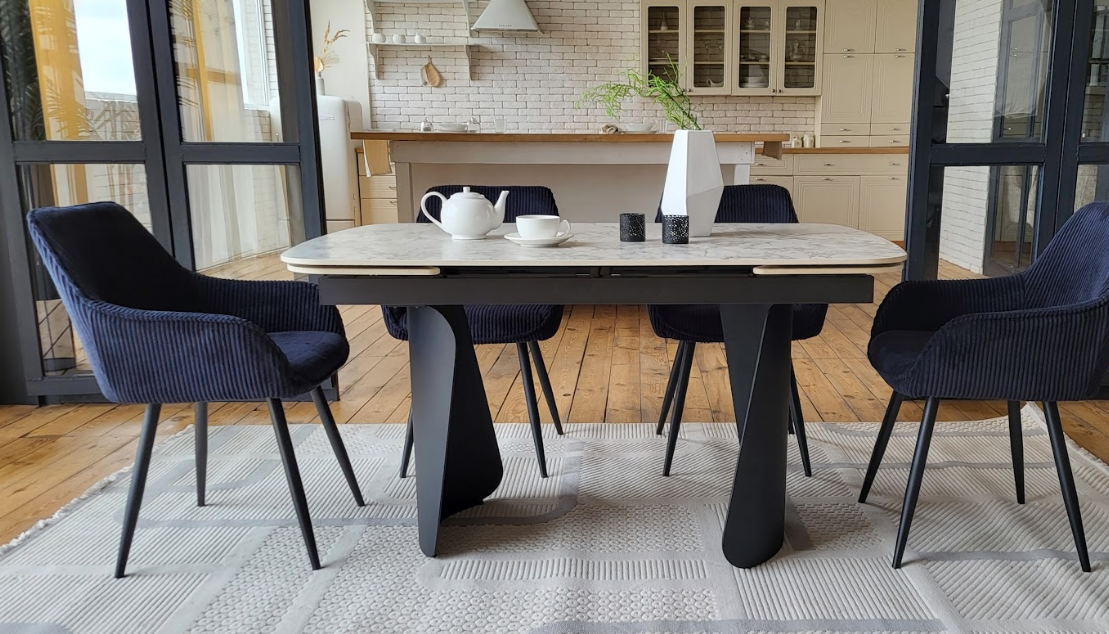 Стол обеденный модерн VTR- ТМL-1270 (Нардо) 140-200х90 клауди грей + черный