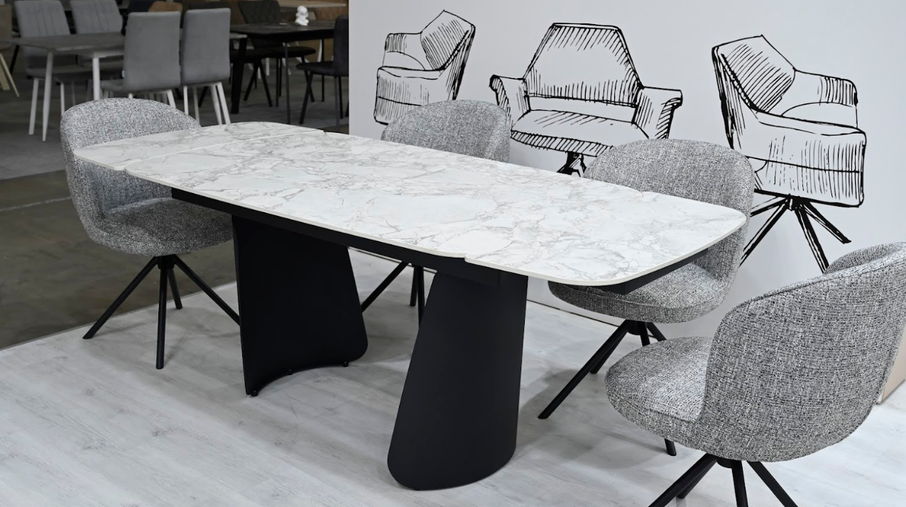 Стол обеденный модерн VTR- ТМL-1270 (Нардо) 140-200х90 клауди грей + черный