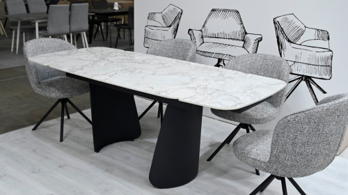 Стол обеденный модерн VTR- ТМL-1270 (Нардо) 140-200х90 клауди грей + черный