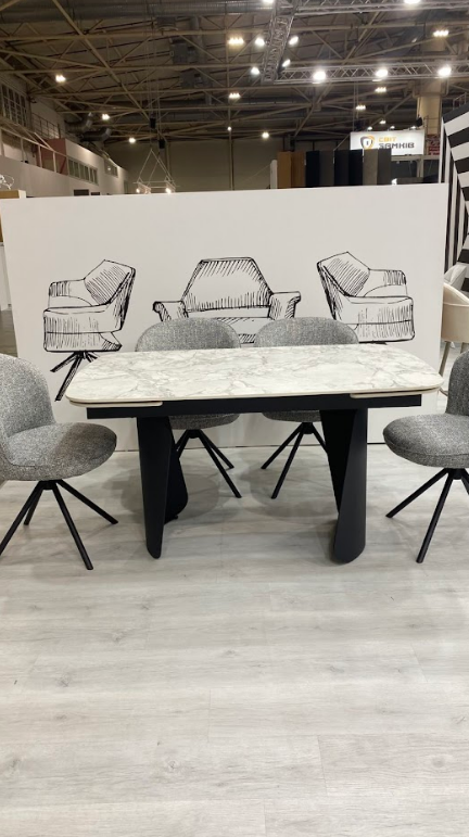 Стол обеденный модерн VTR- ТМL-1270 (Нардо) 140-200х90 клауди грей + черный