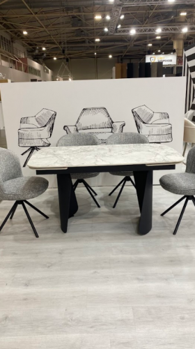 Стол обеденный модерн VTR- ТМL-1270 (Нардо) 140-200х90 клауди грей + черный