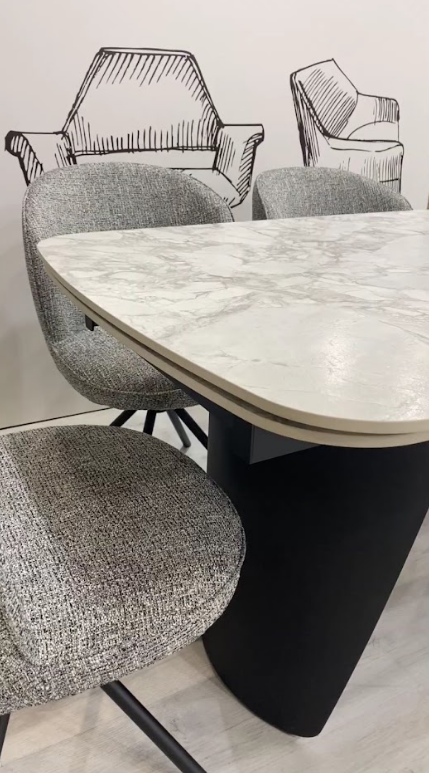 Стол обеденный модерн VTR- ТМL-1270 (Нардо) 140-200х90 клауди грей + черный