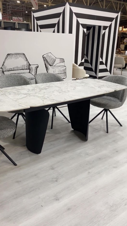 Стол обеденный модерн VTR- ТМL-1270 (Нардо) 140-200х90 клауди грей + черный