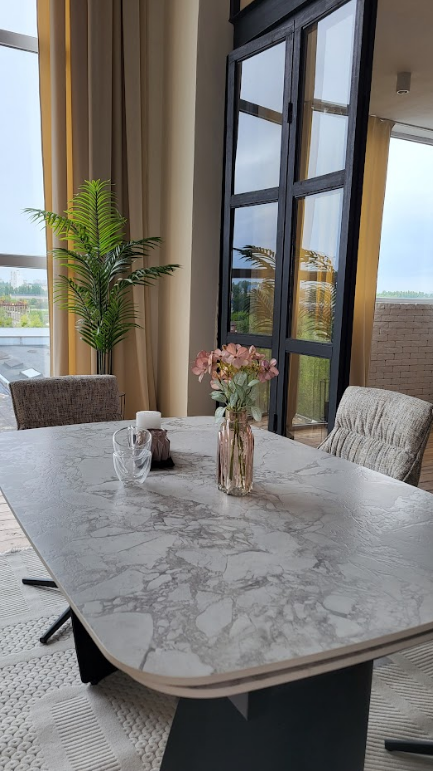 Стол обеденный модерн VTR- ТМL-1270 (Нардо) 140-200х90 клауди грей + черный