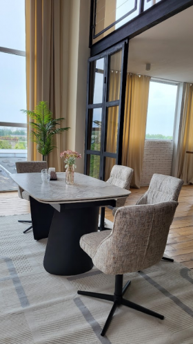 Стол обеденный модерн VTR- ТМL-1270 (Нардо) 140-200х90 клауди грей + черный