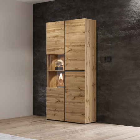 Витрина на 3 двери Helvetia CROSS 24N6MY12 (дуб вотан-черный)