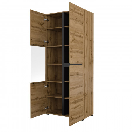 Витрина на 3 двери Helvetia CROSS 24N6MY12 (дуб вотан-черный)