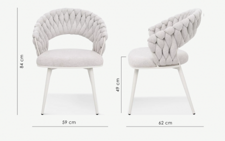 Стул обеденный с подлокотниками CRV- Minori Marble linen white base