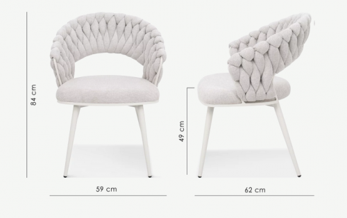 Стул обеденный с подлокотниками CRV- Minori Marble linen white base