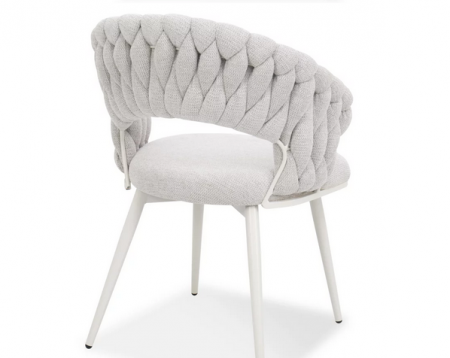 Стул обеденный с подлокотниками CRV- Minori Marble linen white base