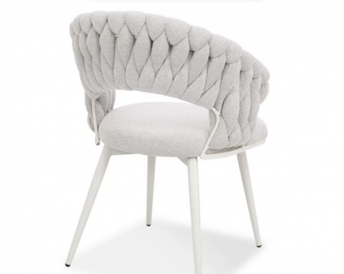 Стул обеденный с подлокотниками CRV- Minori Marble linen white base