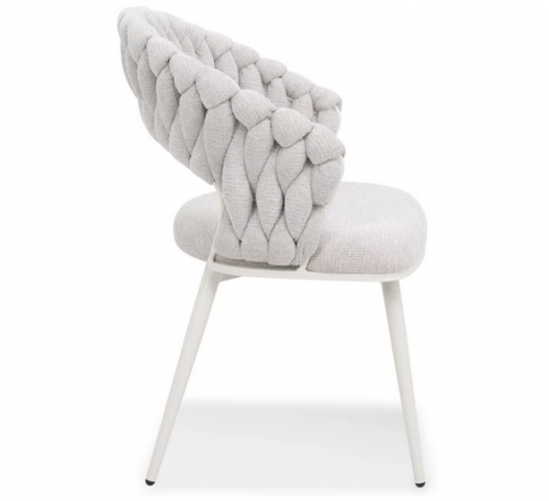 Стул обеденный с подлокотниками CRV- Minori Marble linen white base