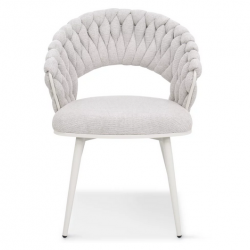 Стул обеденный с подлокотниками CRV- Minori Marble linen white base