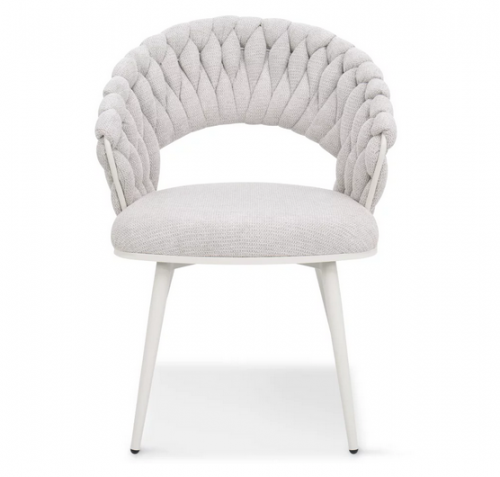 Стул обеденный с подлокотниками CRV- Minori Marble linen white base