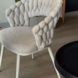 Стул обеденный с подлокотниками CRV- Minori Marble linen white base