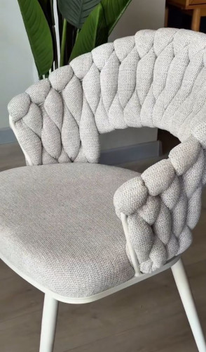 Стул обеденный с подлокотниками CRV- Minori Marble linen white base