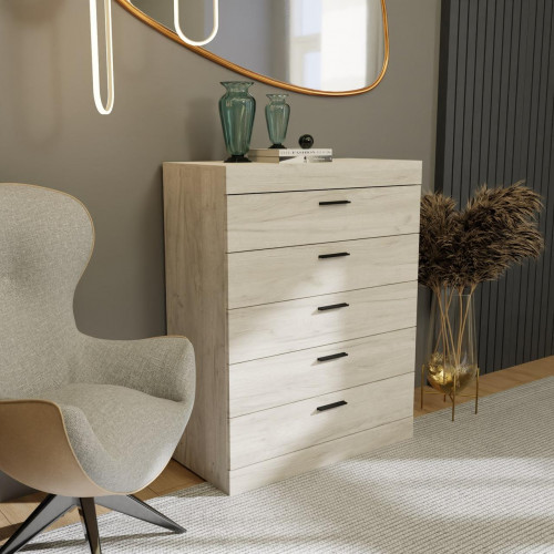 Высокий комод EVR- Соната-2 крафт белый