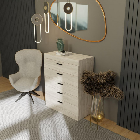 Высокий комод EVR- Соната-2 крафт белый