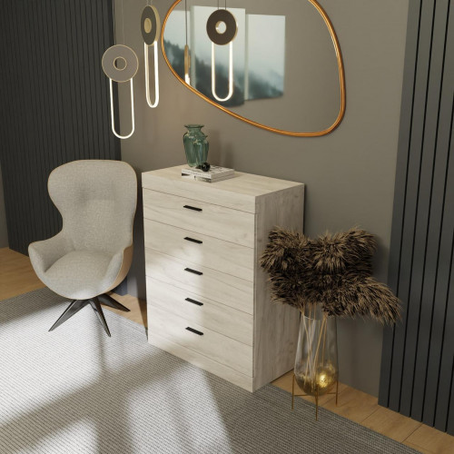 Высокий комод EVR- Соната-2 крафт белый