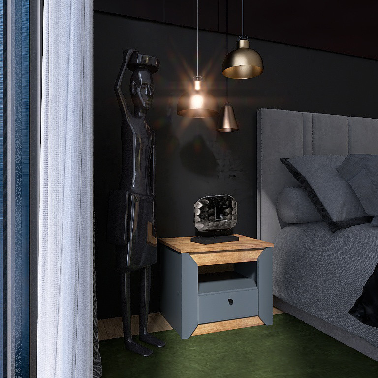 Тумба прикроватная EVR- Нордик-500 дуб крафт золотой + графит