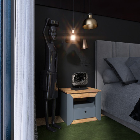 Тумба прикроватная EVR- Нордик-500 дуб крафт золотой + графит