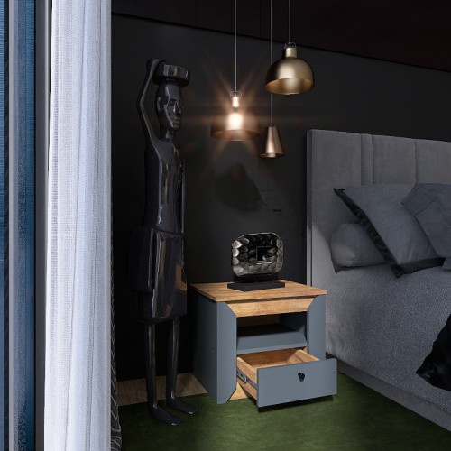 Тумба прикроватная EVR- Нордик-500 дуб крафт золотой + графит