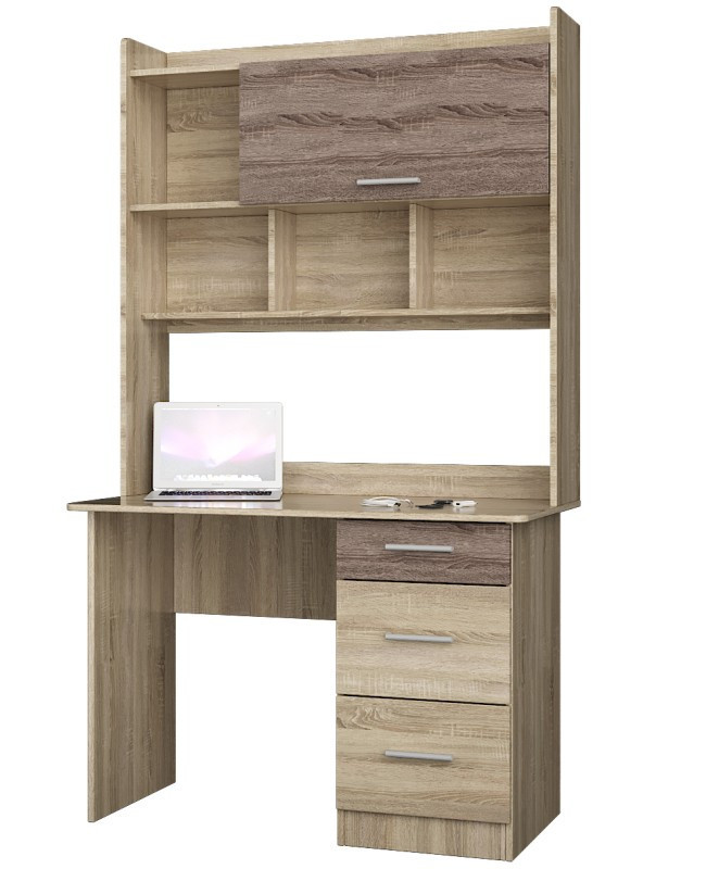 Стол письменный с надстройкой EVR- Школьник-4 дуб Сонома + трюфель