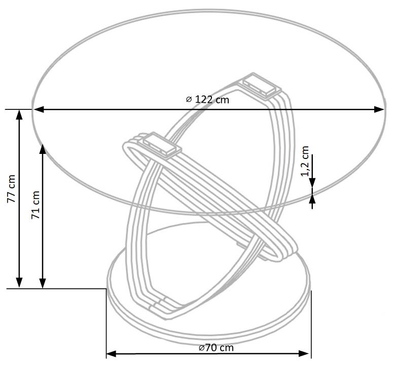 Стол стеклянный круглый PL- Halmar OPTICO (ø122)