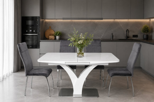 Стол керамический модерн super premium  EVRO- Marylend T-7294 White Gloss ceramic 