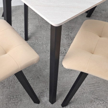 Комплект обеденный Ont- Леонардо 100 серо-бежевый + 4 стула Дарио бежевые