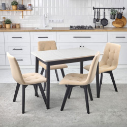 Комплект обеденный Ont- Леонардо 100 серо-бежевый + 4 стула Дарио бежевые