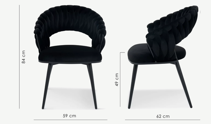 Стул обеденный с подлокотниками CRV- Minori Black moon velvet black base 