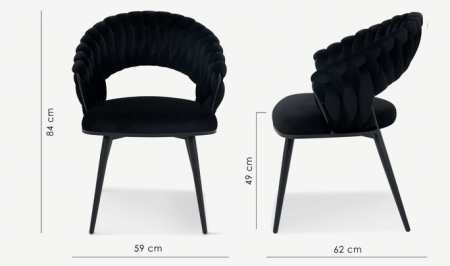 Стул обеденный с подлокотниками CRV- Minori Black moon velvet black base 