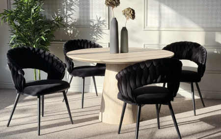 Стул обеденный с подлокотниками CRV- Minori Black moon velvet black base 