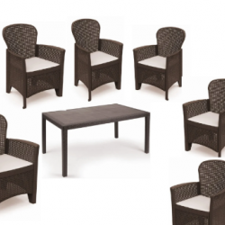 Набор OST- стол Prince + 6 кресел Folia коричневый