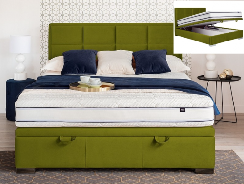 Кровать двуспальная SIGNAL Maison VELVET 160х200 (серый, зеленый/хром)