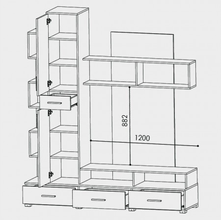Стенка в гостиную EVR- Бриз дуб Сонома + фасад трюфель