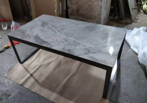 Стол журнальный квадратный модерн NL- BRIGHTON керамика светло-серый глянец