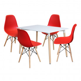 IDEA стол 120х80 белый + 4 стула UNO красный 