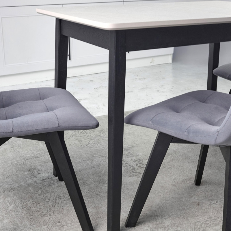 Комплект обеденный Ont- Леонардо 100 серо-бежевый + 4 стула Дарио серые