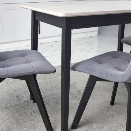 Комплект обеденный Ont- Леонардо 100 серо-бежевый + 4 стула Дарио серые