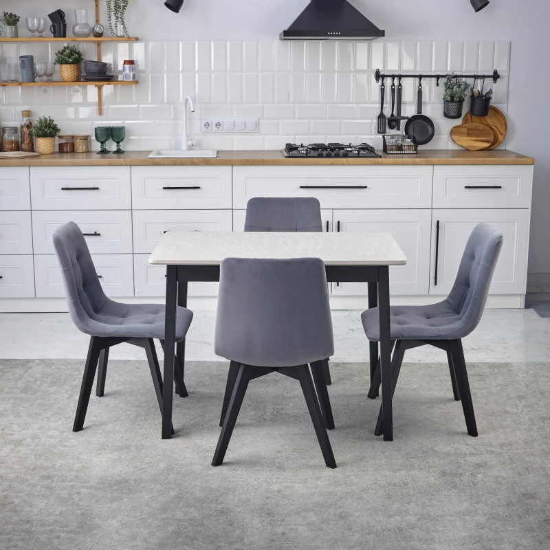 Комплект обеденный Ont- Леонардо 100 серо-бежевый + 4 стула Дарио серые