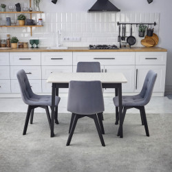 Комплект обеденный Ont- Леонардо 100 серо-бежевый + 4 стула Дарио серые