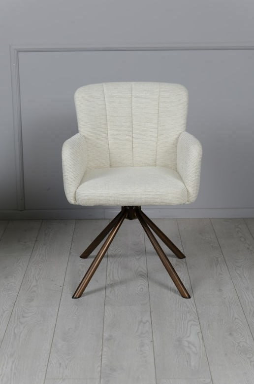 Стул обеденный поворотный TOP- Брюгге (молочный) ноги бронза